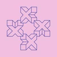 Impossible shapes. Sacred geometry. Optical illusion. Abstract eternal geometric object. Optical art. Impossible geometry symbol on a pink background. Line art. vector