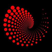 fondo de puntos rojos en espiral de diseño. fondo monocromático abstracto. patrón de ilusión óptica. ilustración de arte vectorial. vector