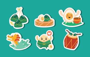 Dragon Boat Sticker Collection vector