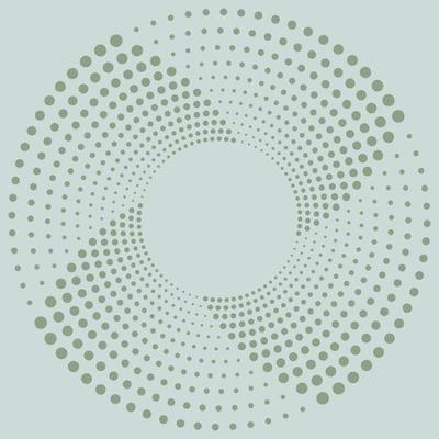 Abstract vector circle frame. Optical illusion pattern. Halftone dots logo emblem design element for medical, treatment, cosmetic. Optical art background.