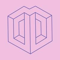 formas de ilusión óptica imposibles. logo. objeto de arte óptico. figura imposible. arte lineal. objetos geométricos irreales. vector