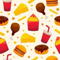 Junk Food Seamless Background vector