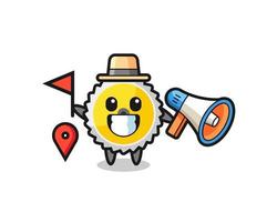 Character cartoon of saw blade as a tour guide vector