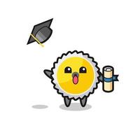 Illustration of saw blade cartoon throwing the hat at graduation vector