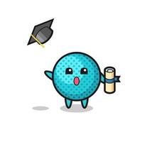 Illustration of spiky ball cartoon throwing the hat at graduation vector