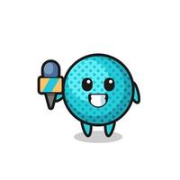 mascota del personaje de la bola puntiaguda como reportero de noticias vector