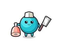 Illustration of spiky ball character as a butcher vector