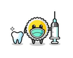 Mascot character of saw blade as a dentist vector