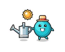 Cartoon character of spiky ball holding watering can vector