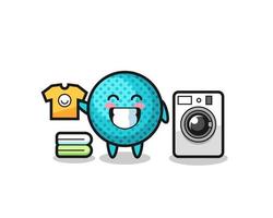 caricatura de mascota de bola puntiaguda con lavadora vector