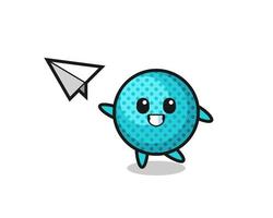 spiky ball cartoon character throwing paper airplane vector