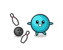Character cartoon of spiky ball is playing bowling vector