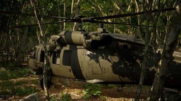 Military helicopter in deep jungle video