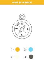 Color navigation compass by numbers. Worksheet for kids. vector