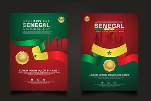 set poster promotions Senegal happy Republic Day background template. vector