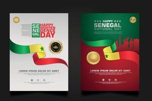 set poster promotions Senegal happy Republic Day background template. vector