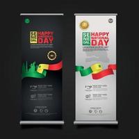 establecer roll up banner promociones senegal feliz día de la república plantilla de fondo vector