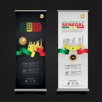 establecer roll up banner promociones senegal feliz día de la república plantilla de fondo vector