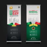 establecer roll up banner promociones senegal feliz día de la república plantilla de fondo vector