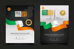 Set poster promotions Ireland happy Independence Day background template. vector