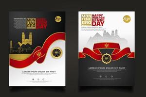 Set poster promotions Montenegro happy Independence Day background template vector