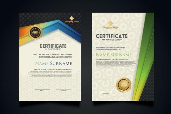 certificate template with Luxury realistic texture pattern and dynamic shapes composition gradient colors,diploma,Vector illustration