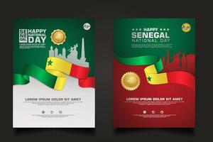 set poster promotions Senegal happy Republic Day background template. vector