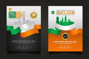 Set poster promotions Ireland happy Independence Day background template. vector