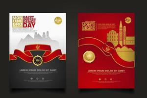 Set poster promotions Montenegro happy Independence Day background template vector