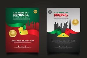 set poster promotions Senegal happy Republic Day background template. vector