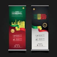 set roll up banner promotions Senegal happy Republic Day background template vector