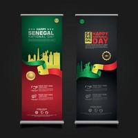 set roll up banner promotions Senegal happy Republic Day background template vector