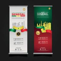 set roll up banner promotions Senegal happy Republic Day background template vector