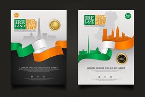 Set poster promotions Ireland happy Independence Day background template. vector