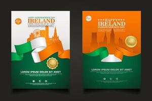 Set poster promotions Ireland happy Independence Day background template. vector