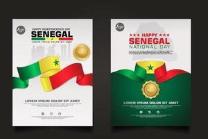 set poster promotions Senegal happy Republic Day background template. vector