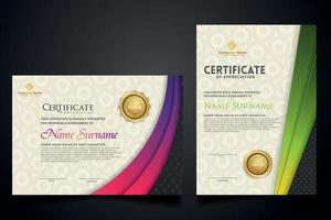 certificate template with Luxury realistic texture pattern and dynamic shapes composition gradient colors,diploma,Vector illustration vector