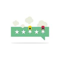 Two character people give five-star feedback vector