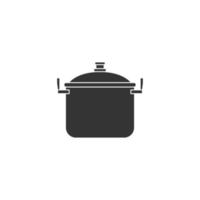 Steel cooking pot icon with silhouette style vector