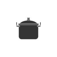 Steel cooking pot icon with silhouette style vector