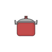 Cartoon Steel cooking pot icon on white background vector