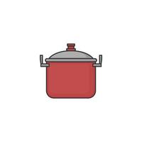 icono de olla de cocina de acero de dibujos animados sobre fondo blanco vector