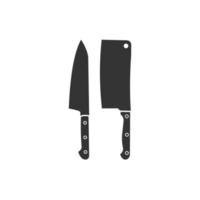 Kitchen knife and butcher knife icon with silhouette style vector