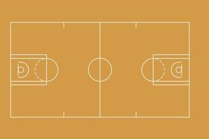 piso de cancha de baloncesto con línea sobre fondo marrón vector