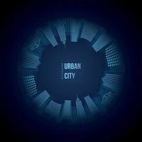 Urban city circle background. City Skyline and copy space. vector