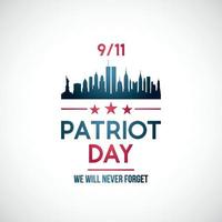 911, Patriot day background. Patriot day vector banner with New York skyline