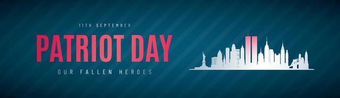 Patriot Day banner. Twin Towers in New York City Skyline. vector