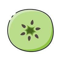 Vector image of a green apple slice in a hand-drawn children's style. Color vector illustration, badge, for product design, textile printing, business cards, logo, tattoos