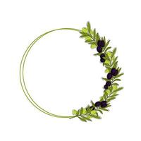 Round frame with olive branches for design. vector