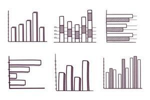 conjunto de ilustración de columna de gráfico dibujado a mano vector